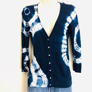 INC Blue Tie Dye Sequin Cardigan